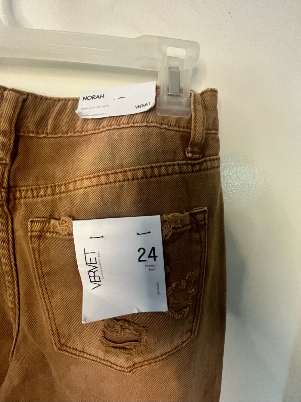 Vervet By Flying Monkey High-Waist Distressed Straight-Leg Jeans - Caramel Brown - Picture 4 of 4